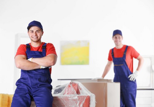 House movers handling a residential move in Hammersmith street