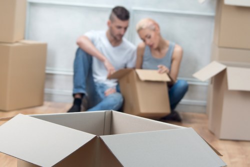 Checklist and packed boxes prepared for a Hammersmith move