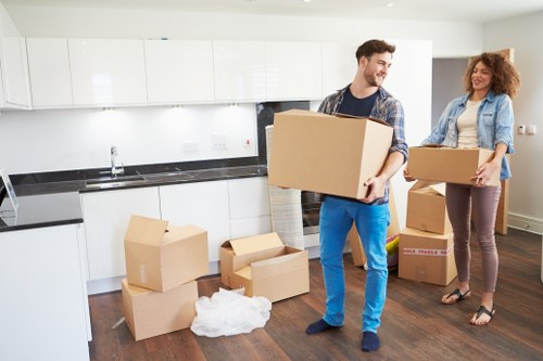 Removal team planning access for a flat move in Hammersmith